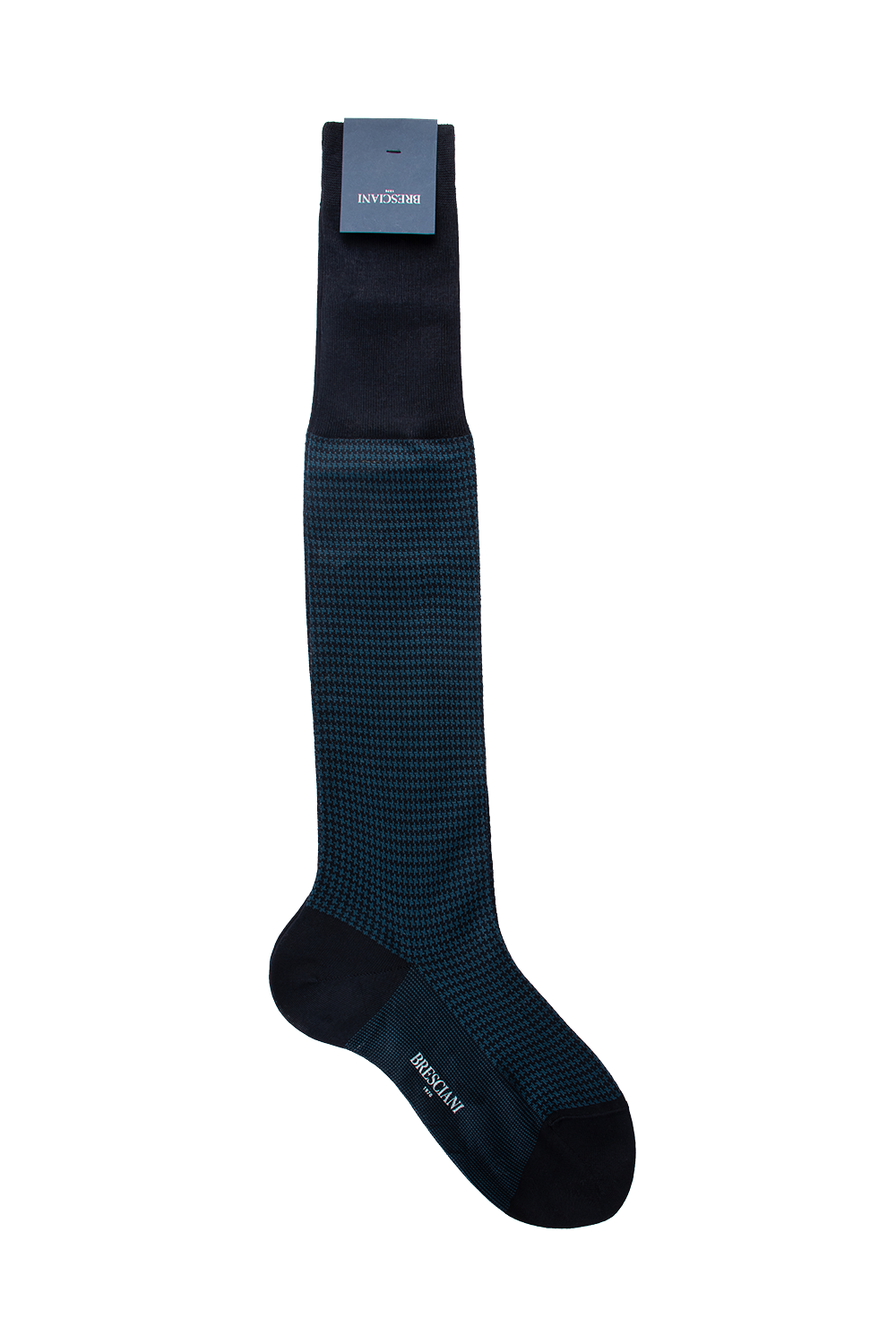 Bresciani Navy Houndstooth KNEE length cotton socks