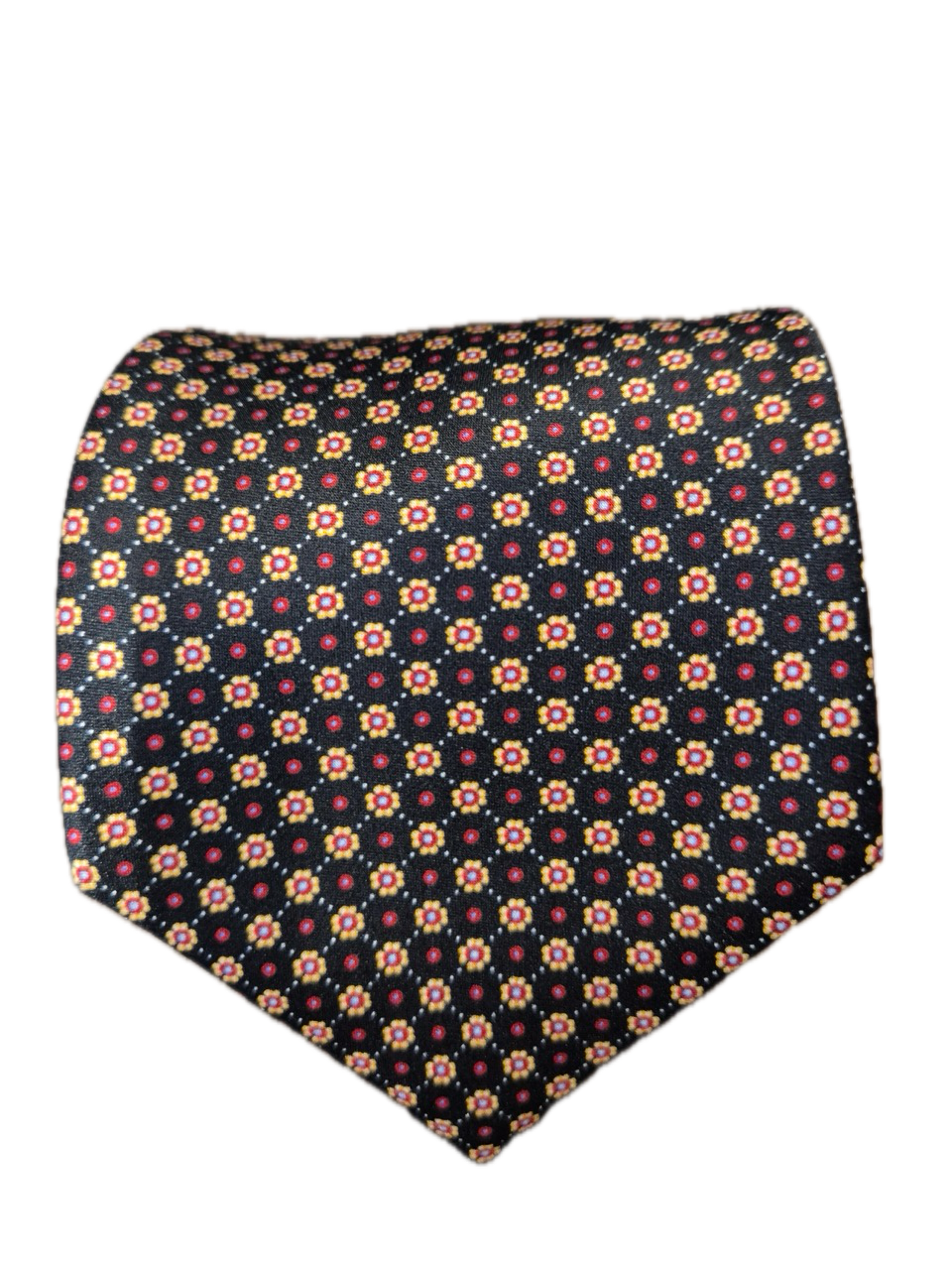 Pied Black mini Floral silk tie