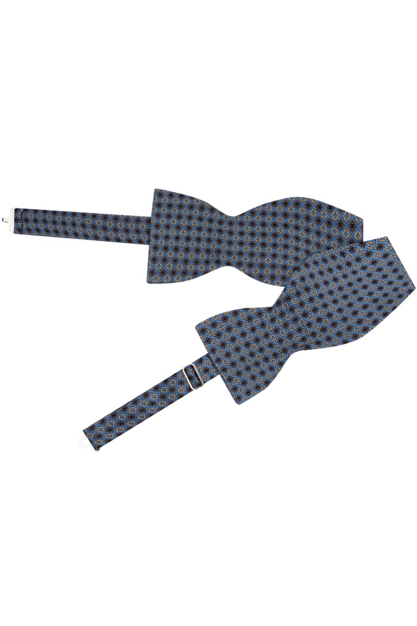 Polignano Blue and Brown silk bow tie