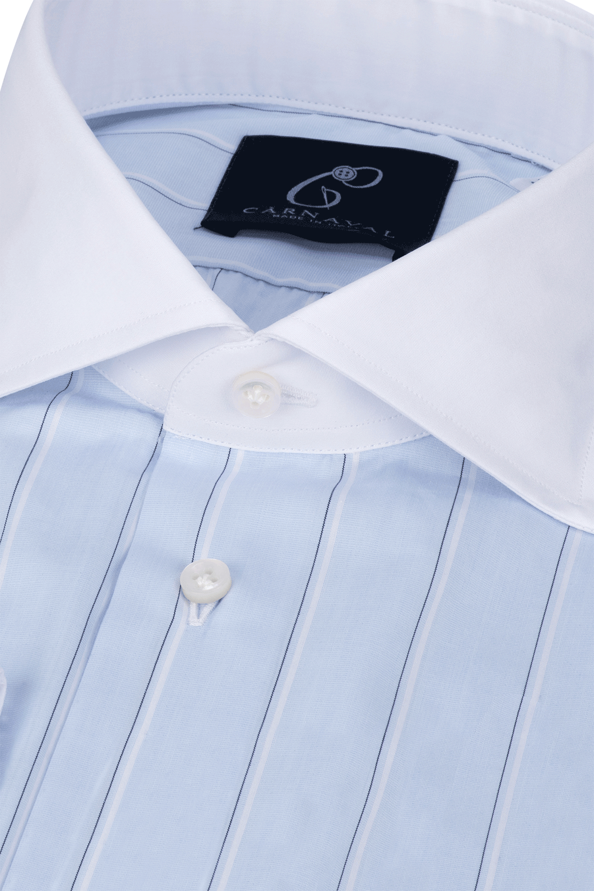 Savoia Sky blue stripe banker collar men’s shirt