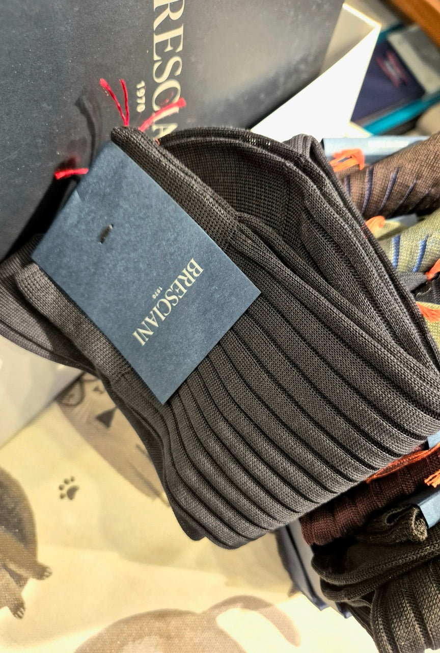 Bresciani Charcoal calf length cotton socks