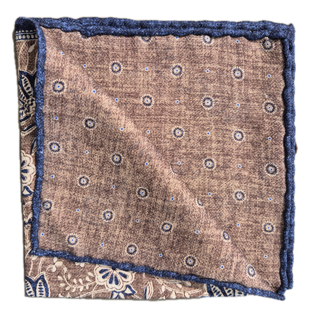Rosi Collection light brown floral pocket square
