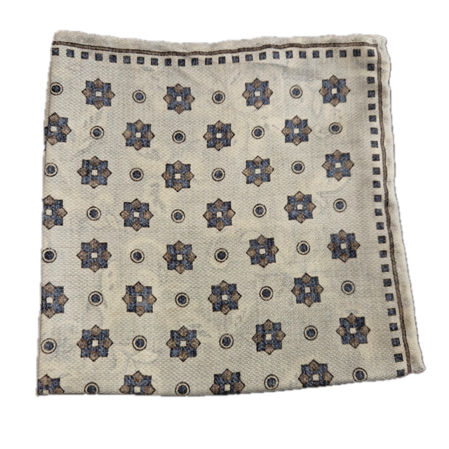 Rosi Collection white floral silk pocket square