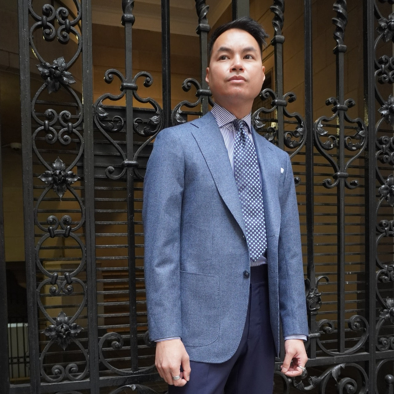Ravello Blue and Navy Houndstooth Sports Coat