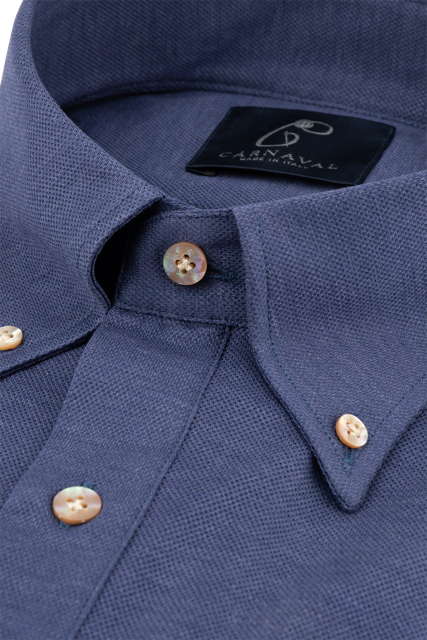 Mergellina Lapis Blue Jersey Cotton long sleeve polo