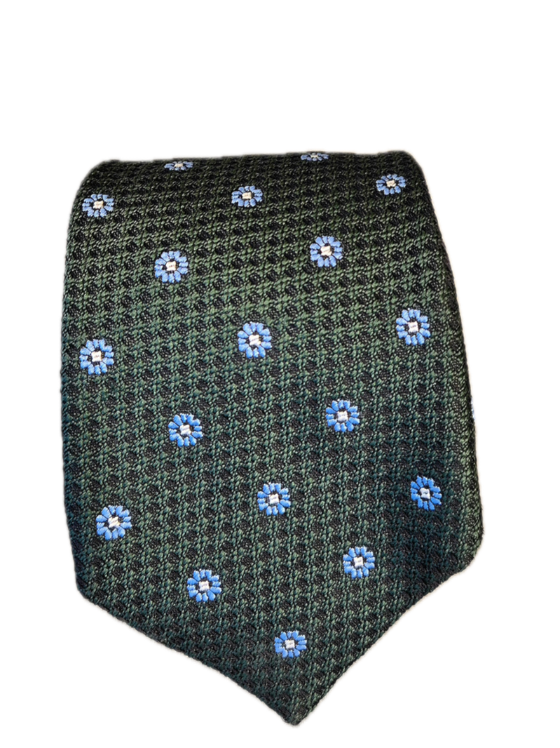 Materdei Forest Green floral silk tie