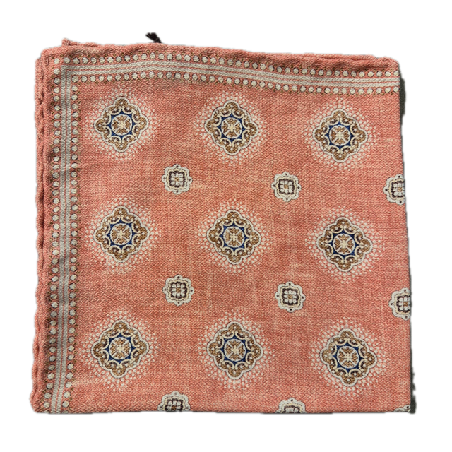 Rosi Collection Coral geometric silk pocket square