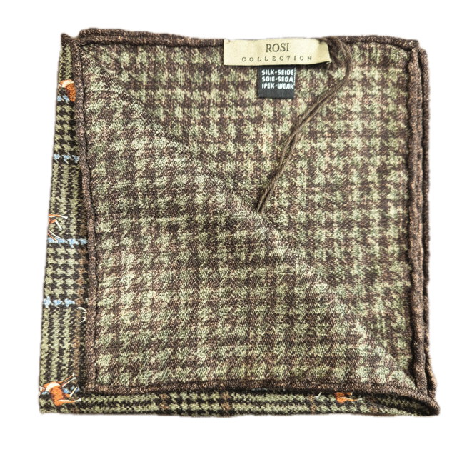 Rosi Collection Green Deer print silk pocket square