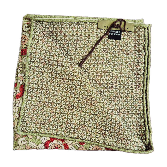 Rosi Collection Green Floral silk pocket square
