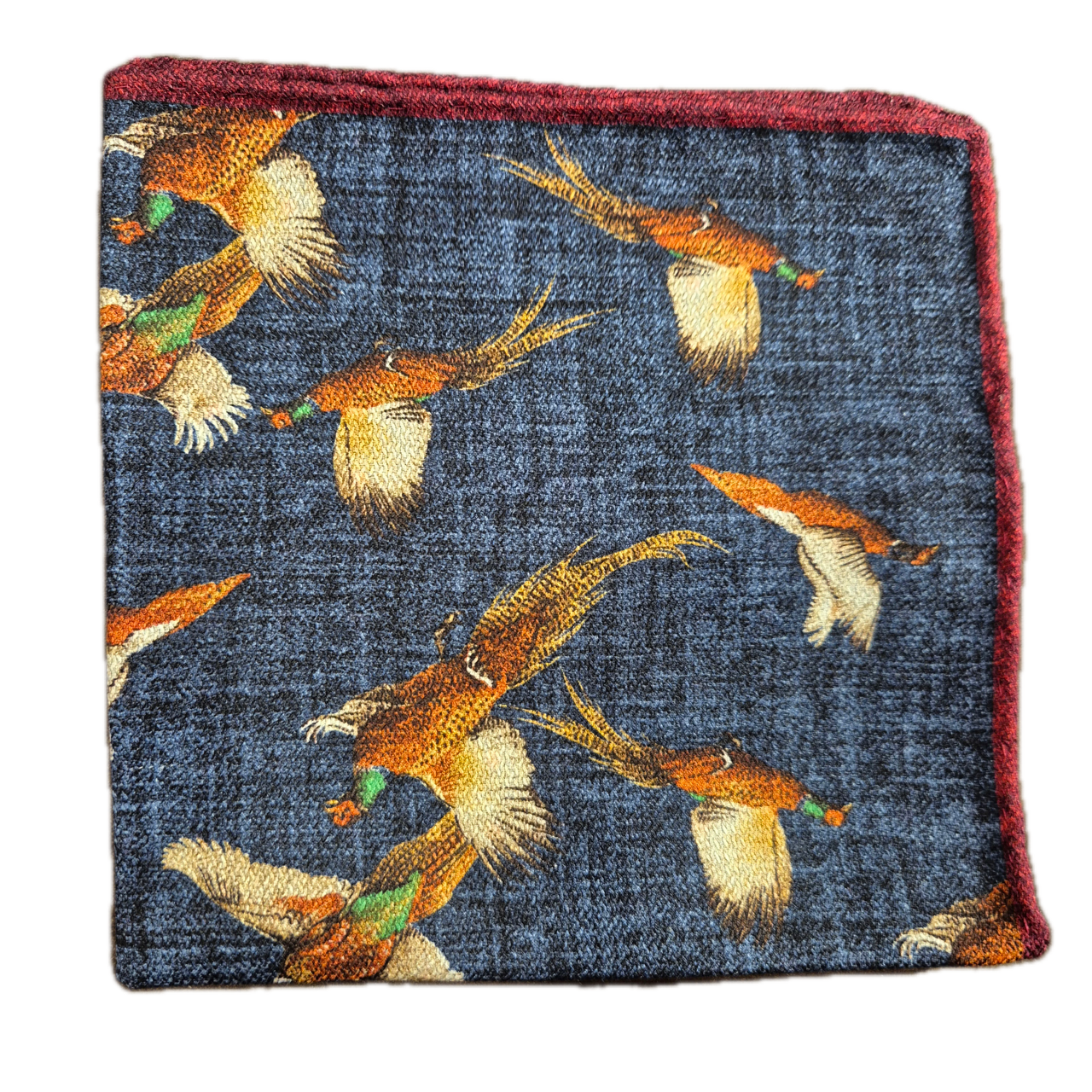 Rosi Collection navy bird print silk pocket square