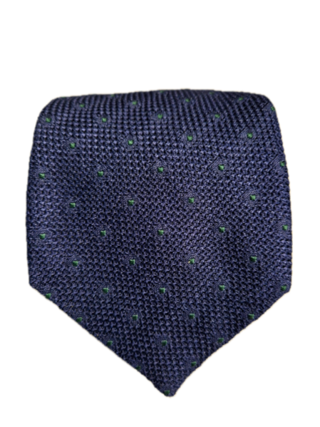 Vesuvio Navy and forest green Grenadine silk tie