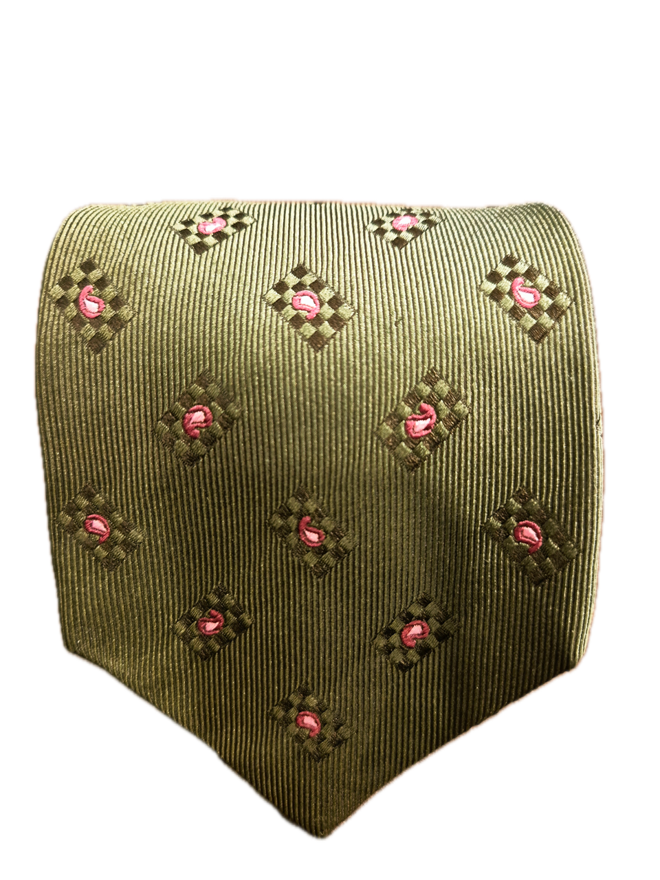 Nisida Olive seven-fold silk tie