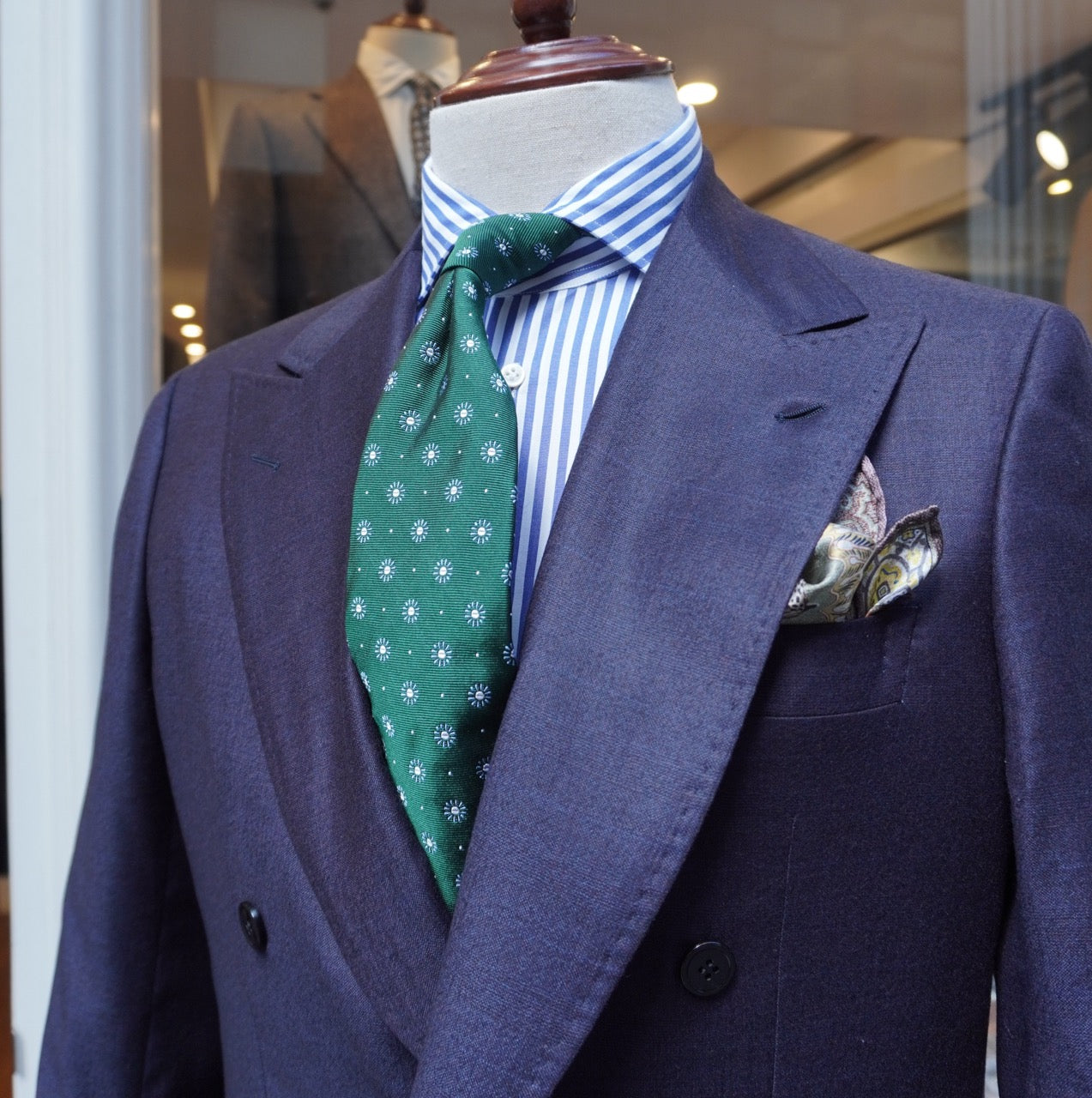Chiaia Navy Glen Check Double Breasted suit