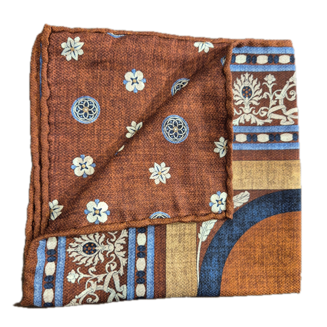 Rosi Collection Brown 1 silk pocket square