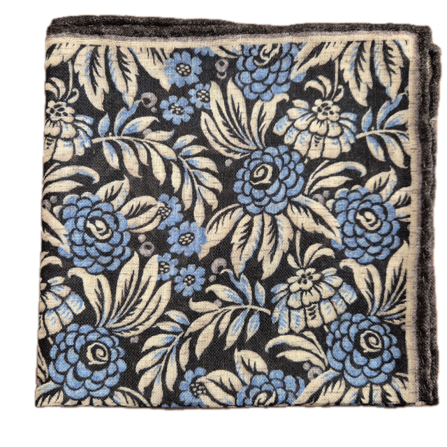 Rosi Collection Navy Floral wool pocket square
