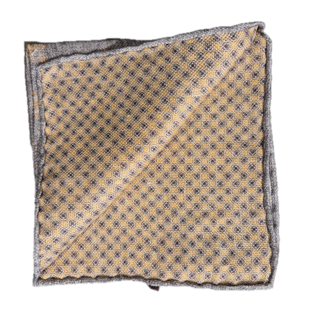 Rosi Collection grey geometric silk pocket square