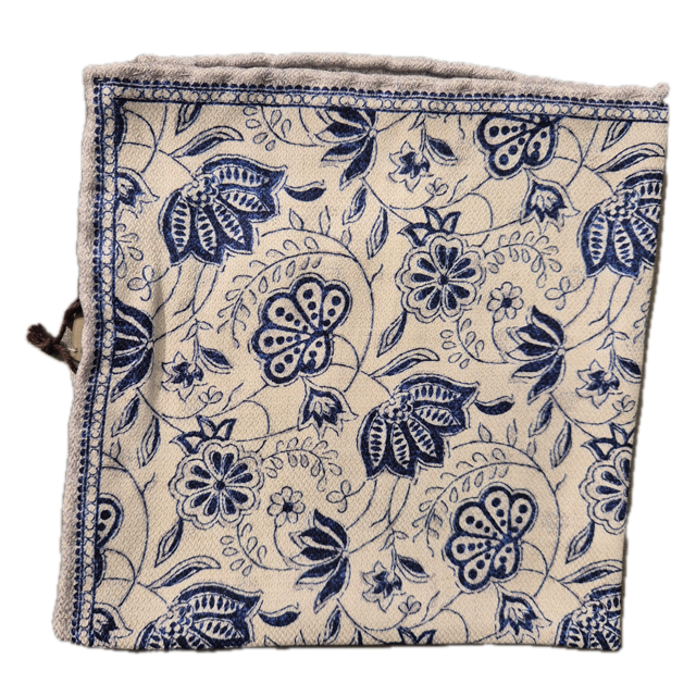 Rosi Collection white floral silk pocket square- Càrnaval Sartoria