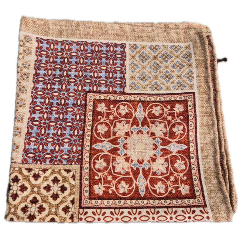 Rosi Collection pink and cream silk pocket square