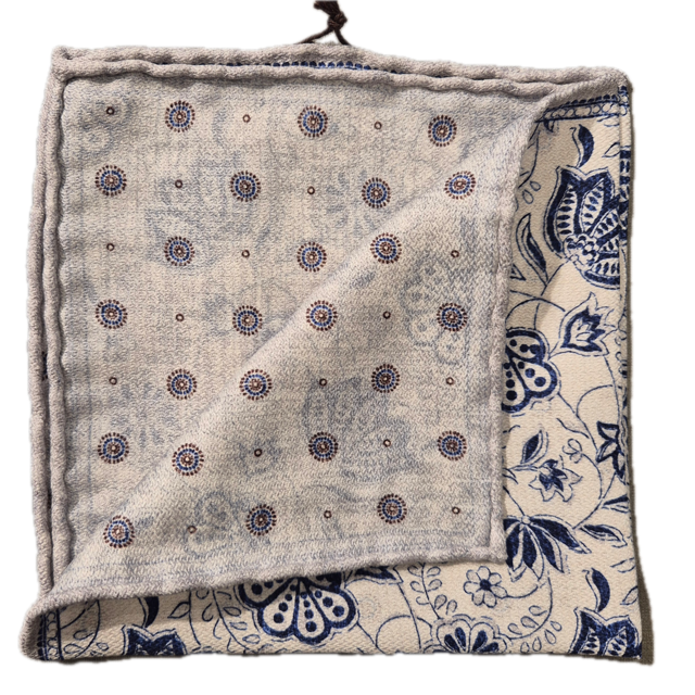 Rosi Collection white floral silk pocket square- Càrnaval Sartoria