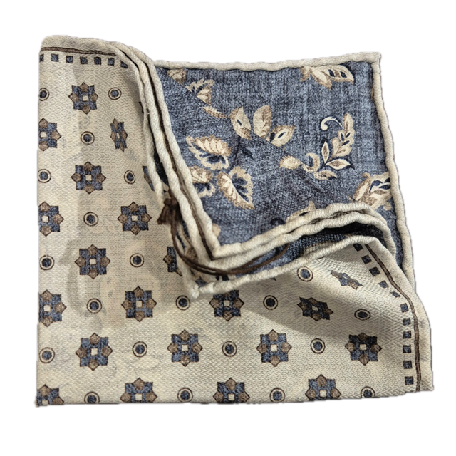 Rosi Collection white floral silk pocket square