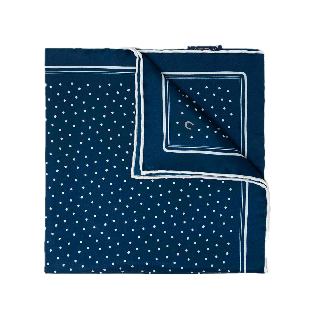 Serà Fine Silk Horseshoe Navy silk pocket square