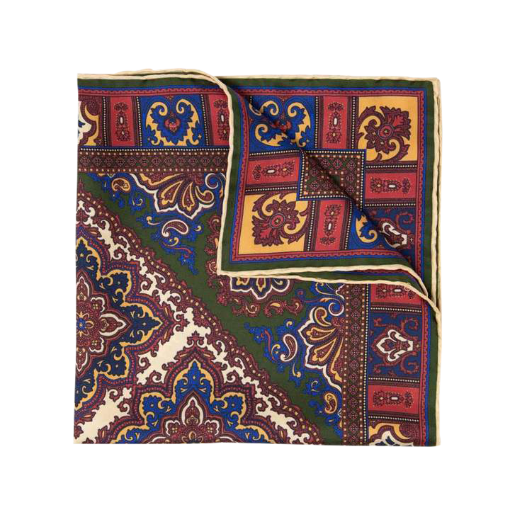 Serà Fine Silk Aida pocket square-Made in Italy using the finest silks from Como, our silk pocket squares are indeed a beautiful finishing touch to our Càrnaval collection. The multi coloured spectrum and pattern make it a classic.