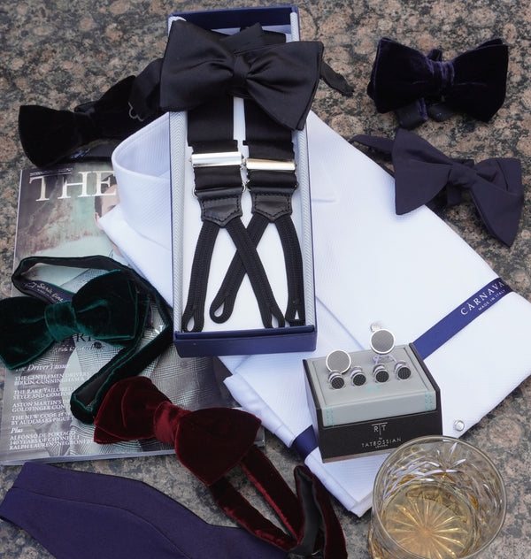 Gaiola navy self-tie jacquard silk bow tie