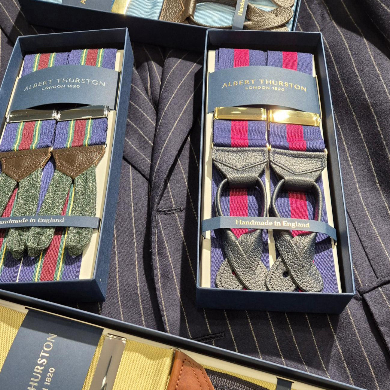 Albert Thurston Navy and Wine stripe braces