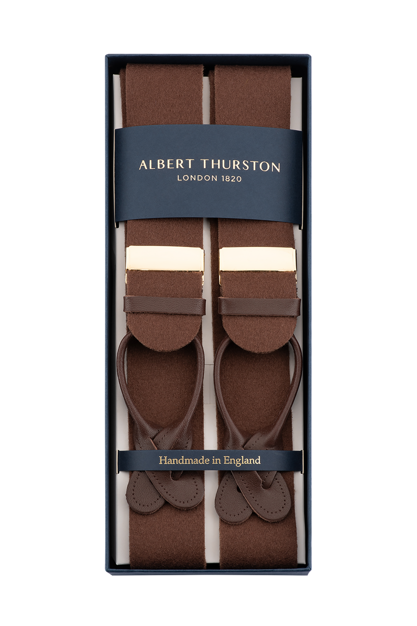 Albert Thurston brown box cloth braces
