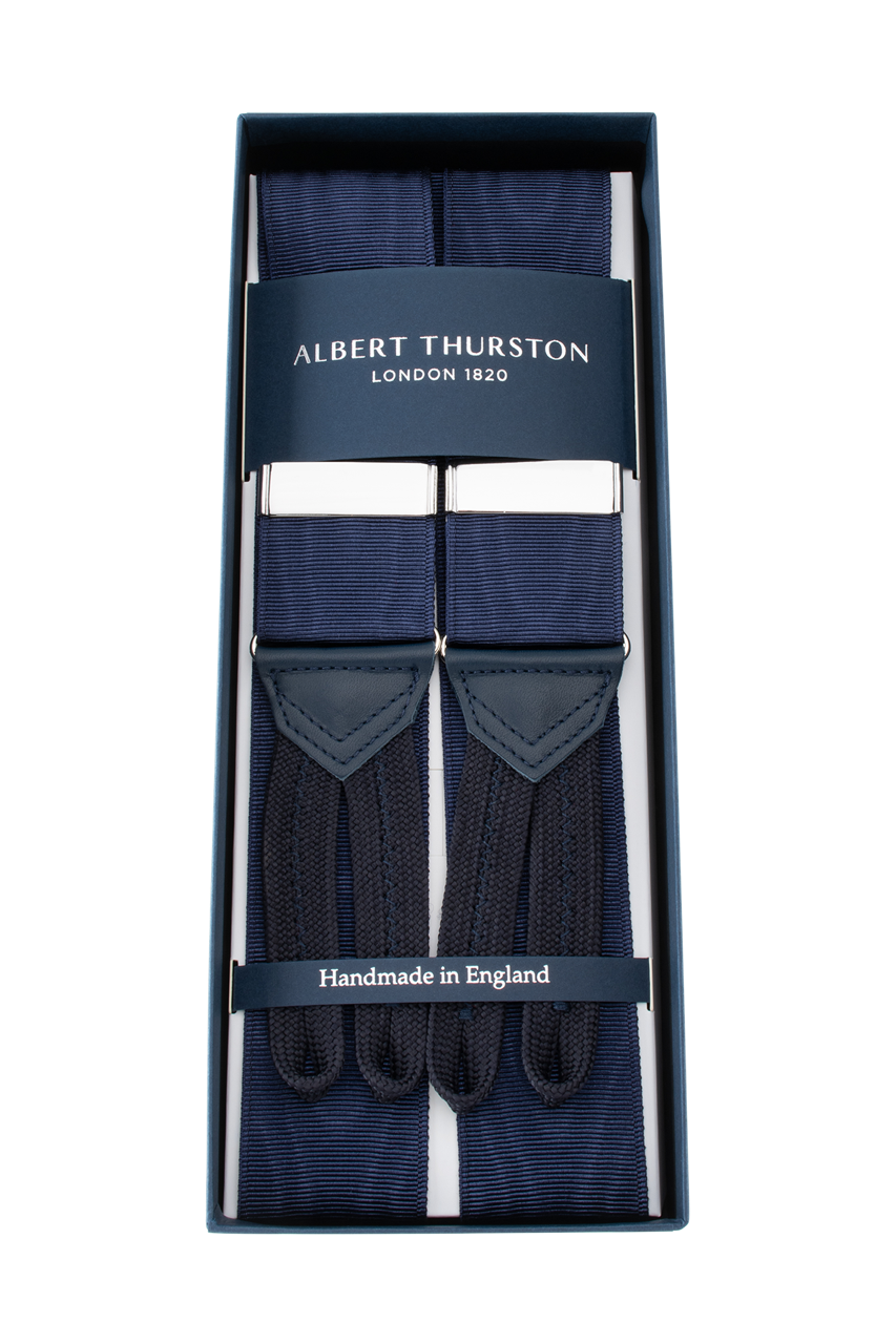 Albert Thurston Navy Moire braces