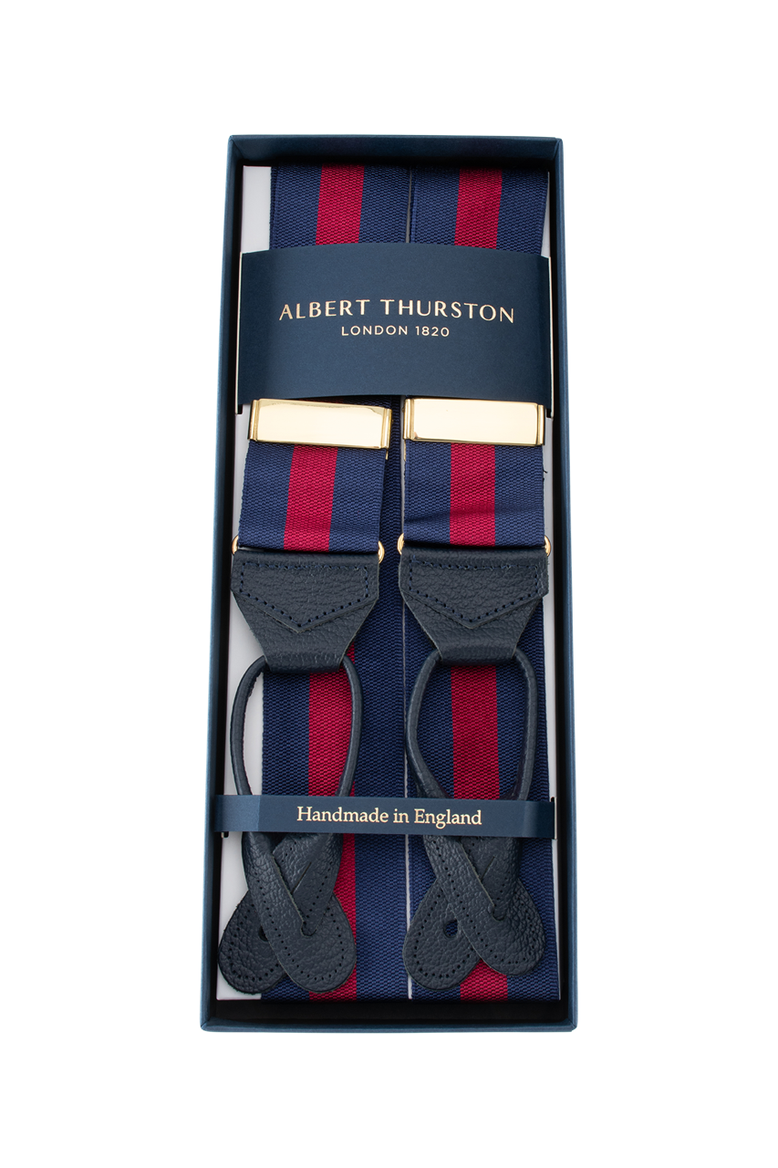 Albert Thurston Navy and Wine stripe braces