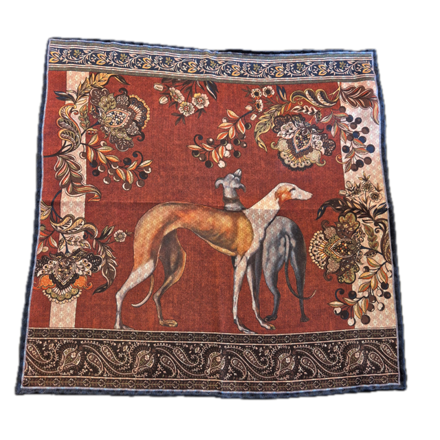 Rosi Collection Burgundy Greyhound silk pocket square