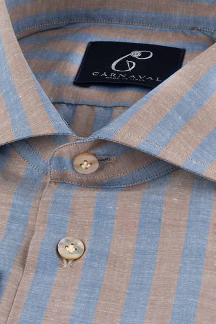 Casablanca Caramel and blue bengal stripe shirt