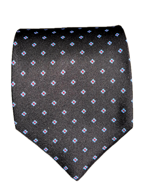 Fornillo black mini floral seven-fold silk tie