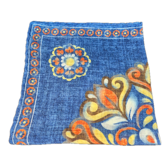 Rosi Collection Blue floral pocket square