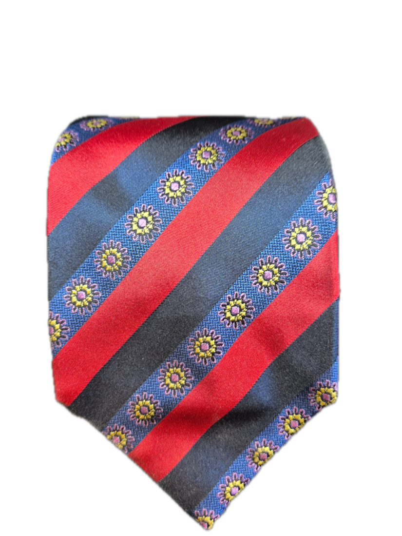 San Paolo Navy Red floral Seven-fold tie