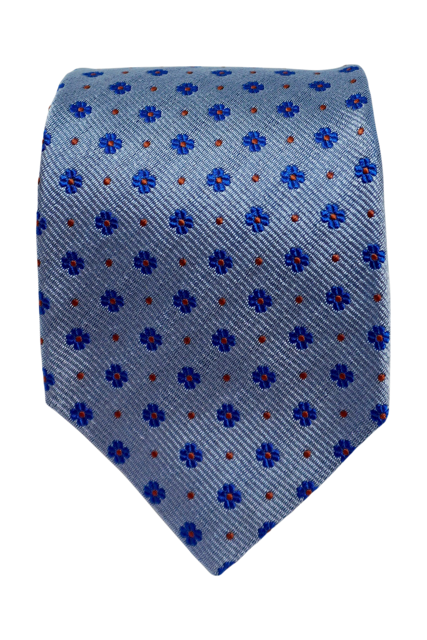 Pompei Blue Navy floral Seven-fold silk tie