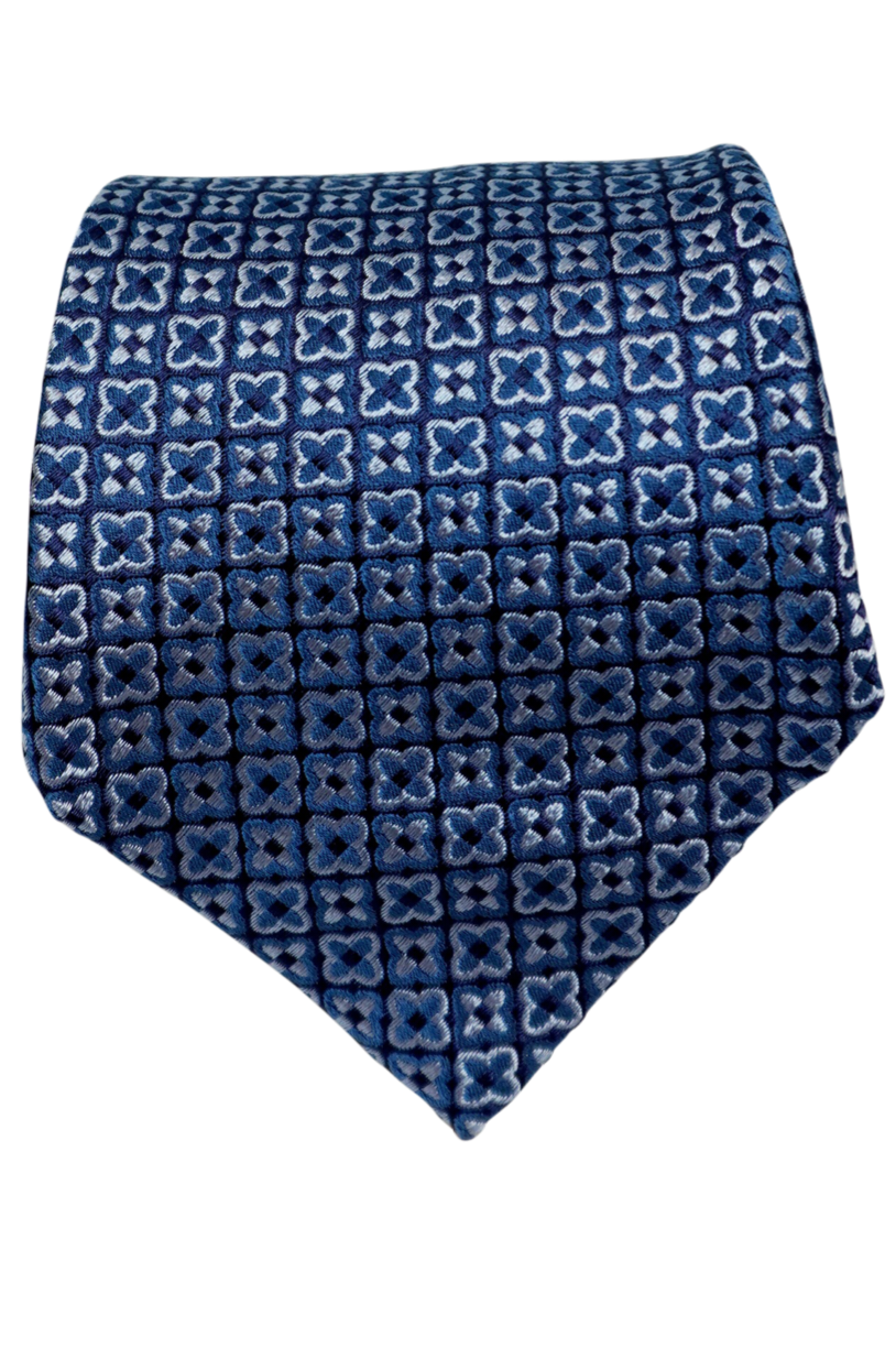 Duomo navy and blue seven-fold silk tie