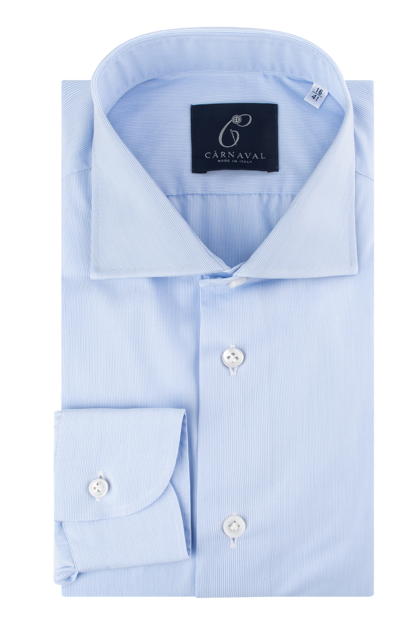 Mappatella blue fine stripe men’s shirt