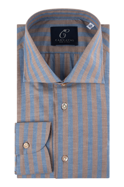 Casablanca Caramel and blue bengal stripe shirt