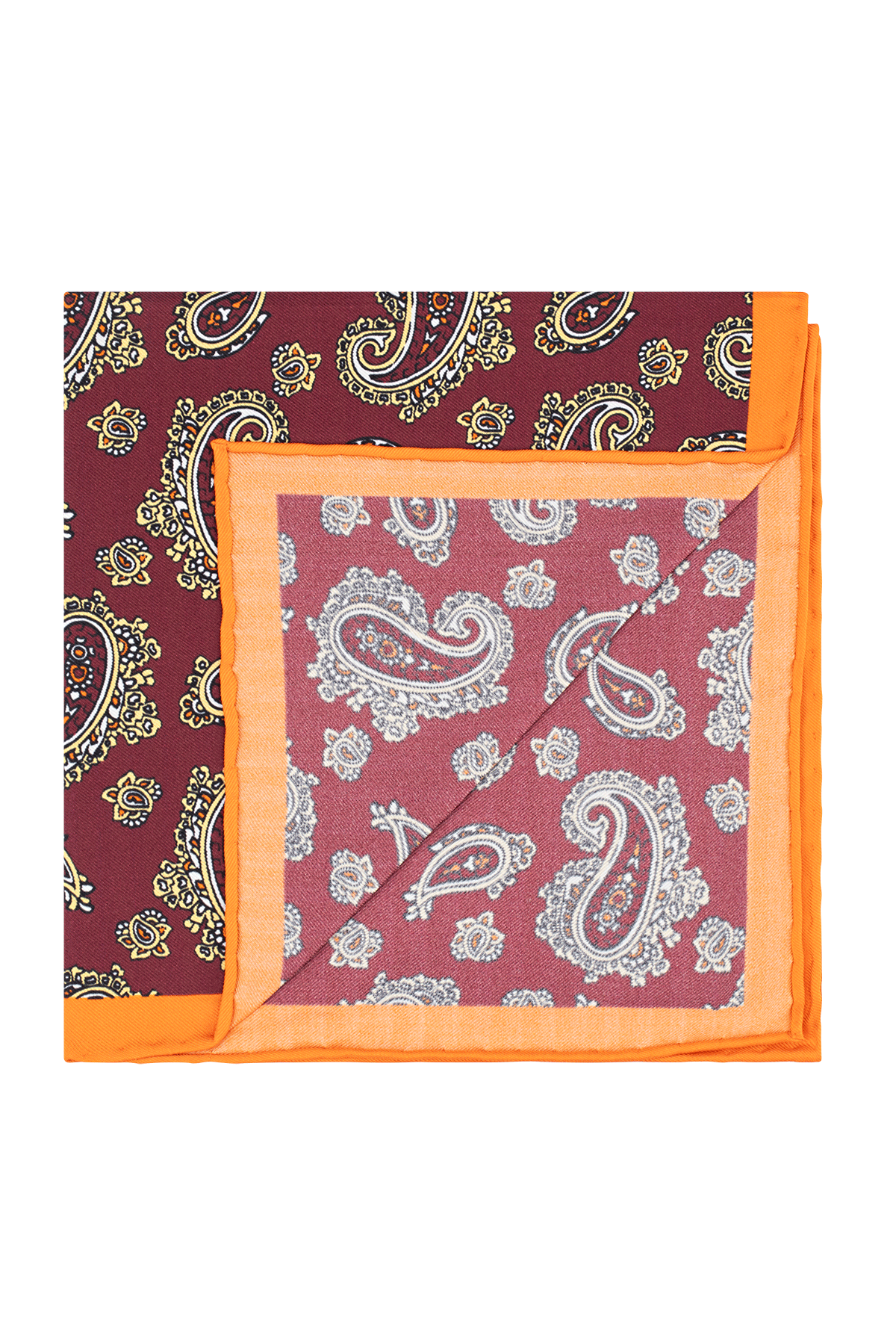 Little Collins Burgundy paisley silk pocket square