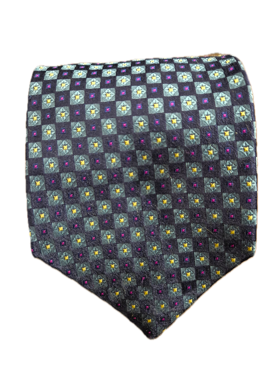 Atrani Navy and green seven-fold silk tie
