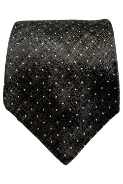 Basilica charcoal pin dot seven-fold silk tie