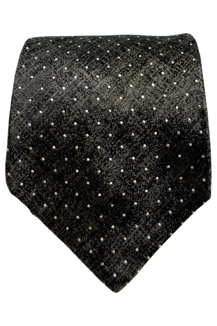 Basilica charcoal pin dot seven-fold silk tie