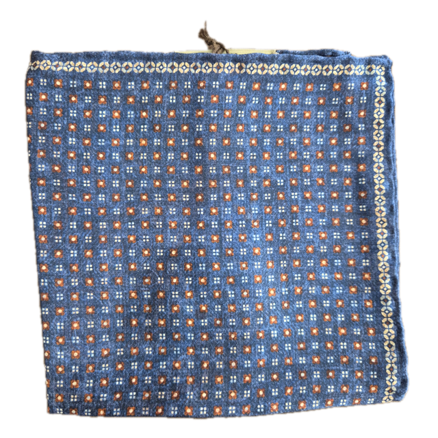 Rosi Collection Navy mini Floral and Paisley silk pocket square