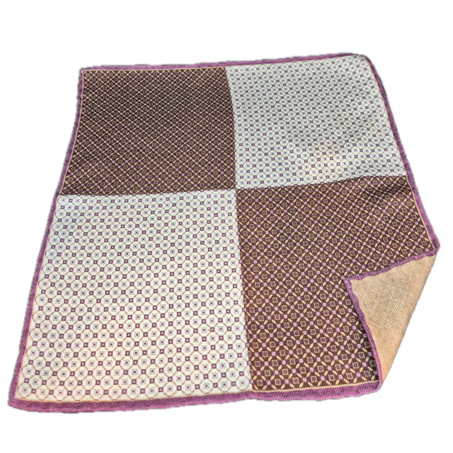 Rosi Collection Purple and Cream silk pocket square