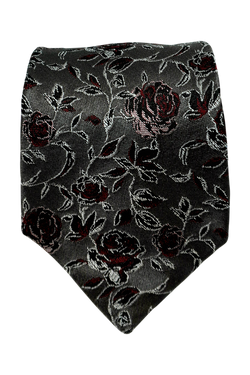 Massa Charcoal floral seven-fold silk tie