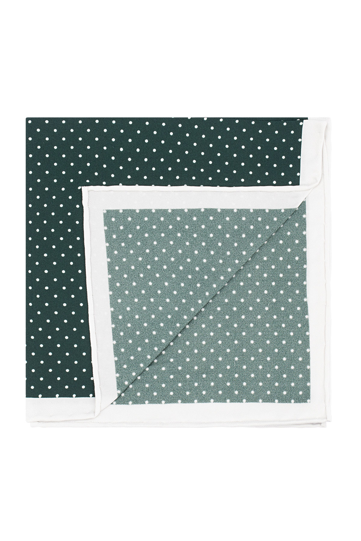 Aosta Forest green polka dot silk pocket square