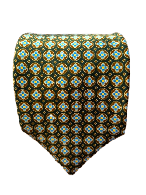 Duoglio Green geometric silk tie