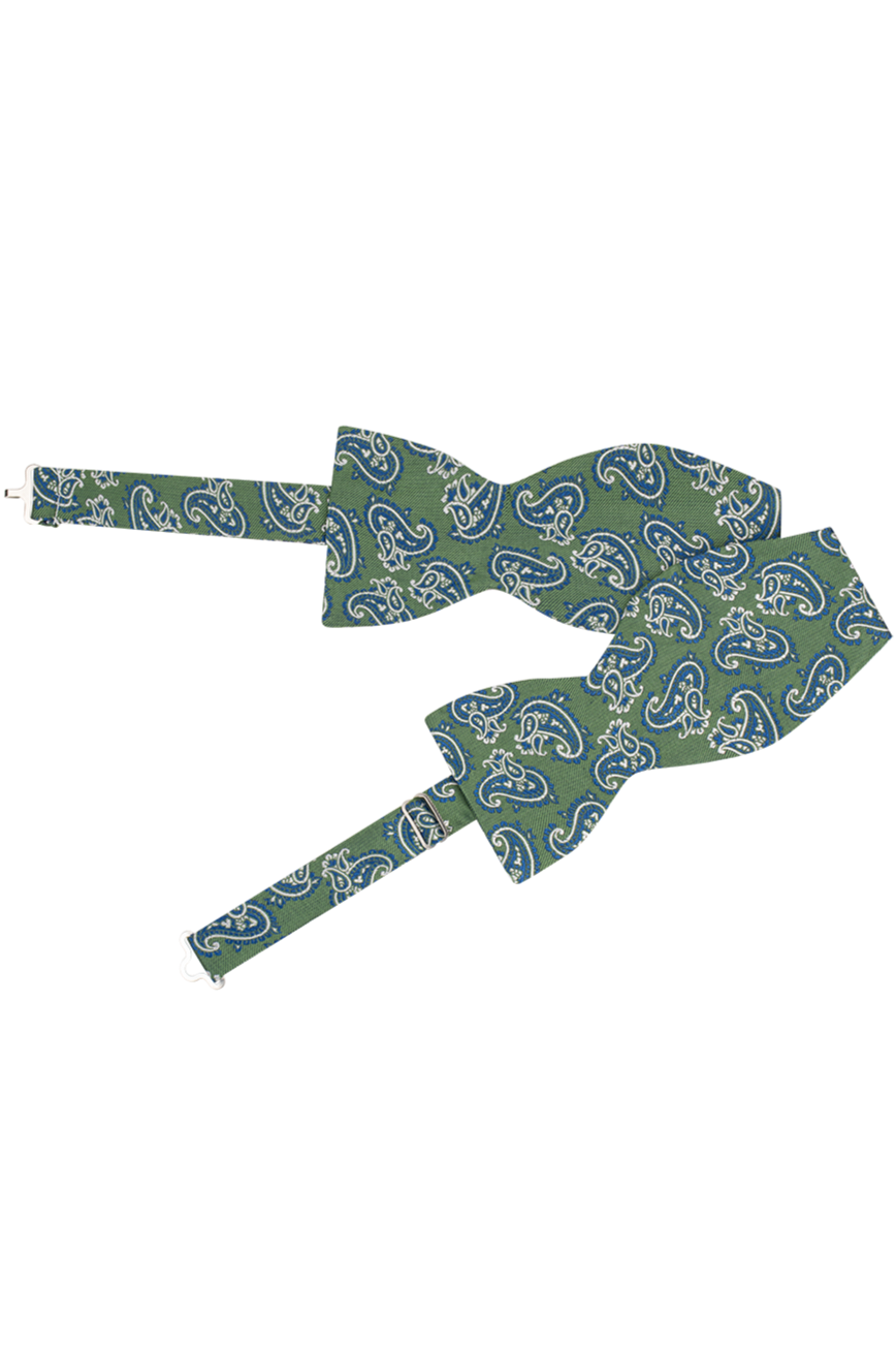 Sorrento Green paisley silk bow tie